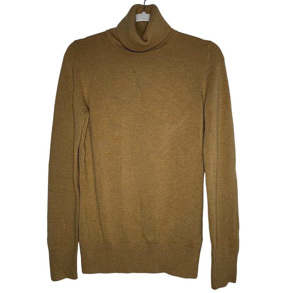 French Connection Womens Turtleneck‎ Sweater Camel Brown Knit Slim Fit Medium
